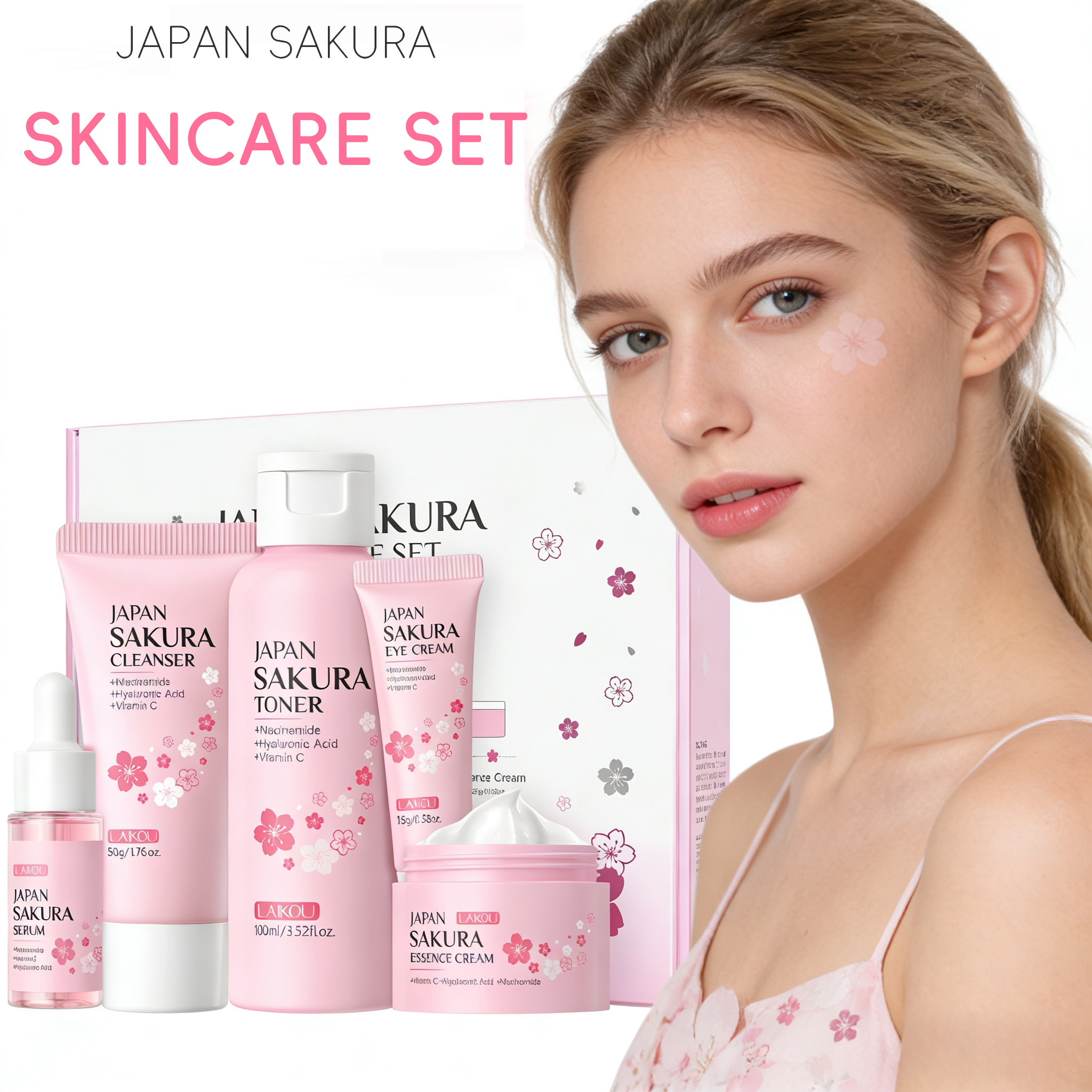 LAIKOU Sakura 5pcs Skin Care K - Essence Serum Toner ulasan dan harga