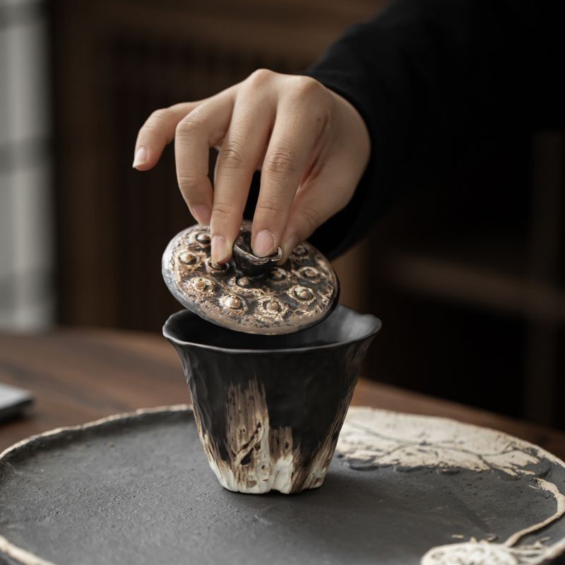 200ml Handmade Embossed Lotus  - Korean Tea Set ulasan dan harga