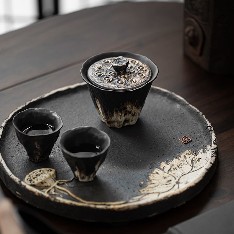 200ml Handmade Embossed Lotus  - Korean Tea Set ulasan dan harga