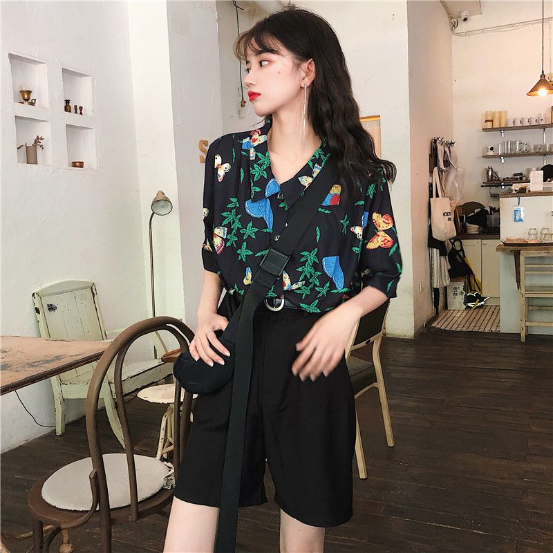 Shirts Women Corduroy Patch Po - Korean Student Lifestyle ulasan dan harga